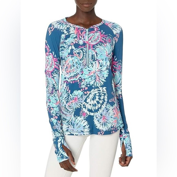 Lilly Pulitzer Luxletic Delaynee Rash Guard in Gypsea Girl, size S - Picture 1 of 8